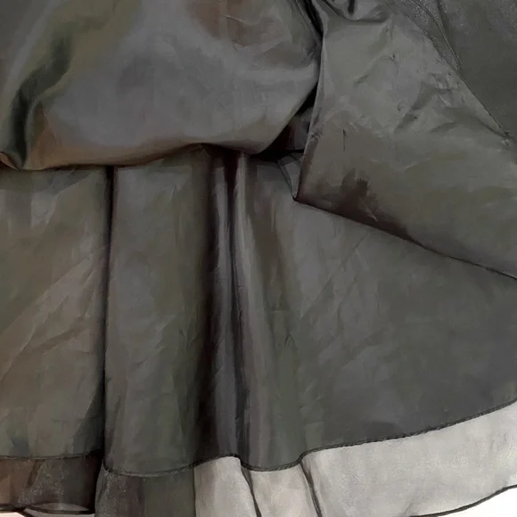 VINTAGE 90’s VICTOR COSTA Black Organza Tulle Bow Detail A-Line Maxi Skirt SZ S - Picture 6 of 8